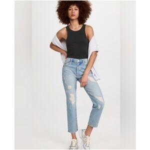 MOTHER The Trickster Ankle Jeans 28 Icy Confession High Rise Button Fly